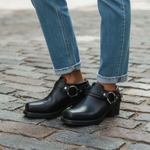 Frye Belted Harness Mules
